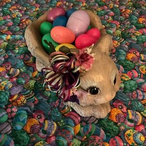 Easter Bunny Hand painted Ceramic Centerpiece